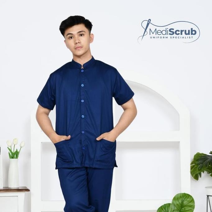 Mediscrub - Baju Jaga Medis Koko Scrub Pria Lengan Pendek New Stok