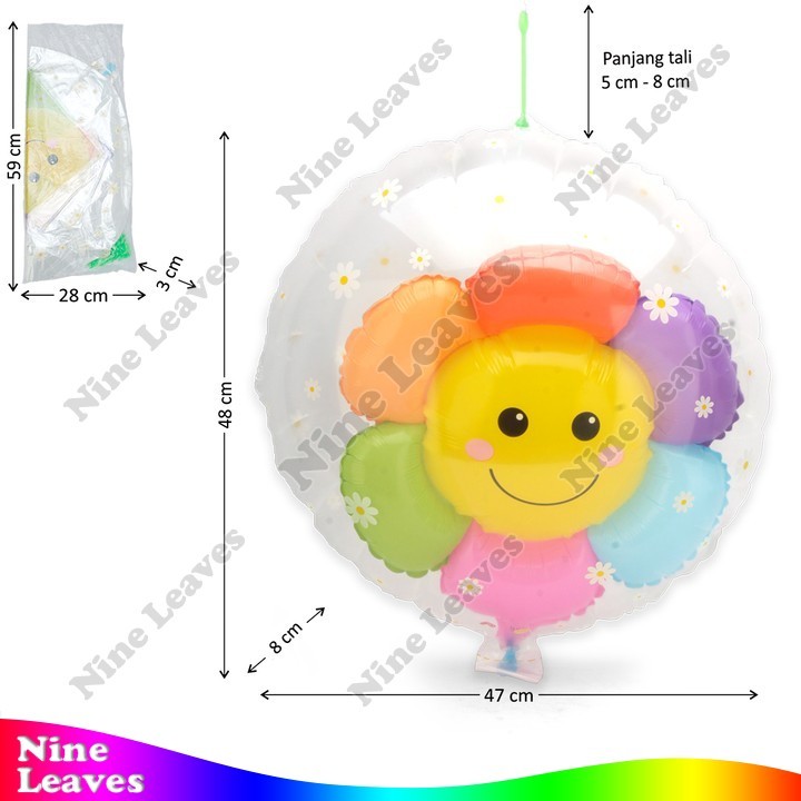 [Grosir] Balon Gas Isi Balon Bunga Matahari 50 Pcs + Tali Karet Mainan Anak Murah