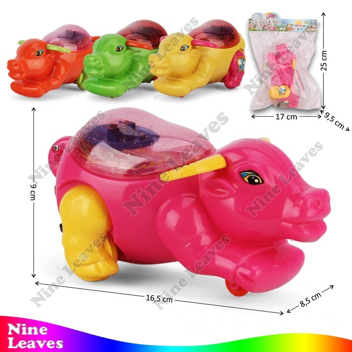 Mainan Anak Kerbau Tarik Jalan Pullstring