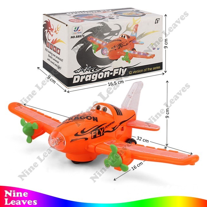 Mainan Anak Mainan Pesawat Lampu Musik Berputar Dragon-Fly