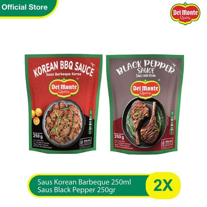 

delmonte saus black pepper - 250gr + saus korean barbeque - 250gr terlaris