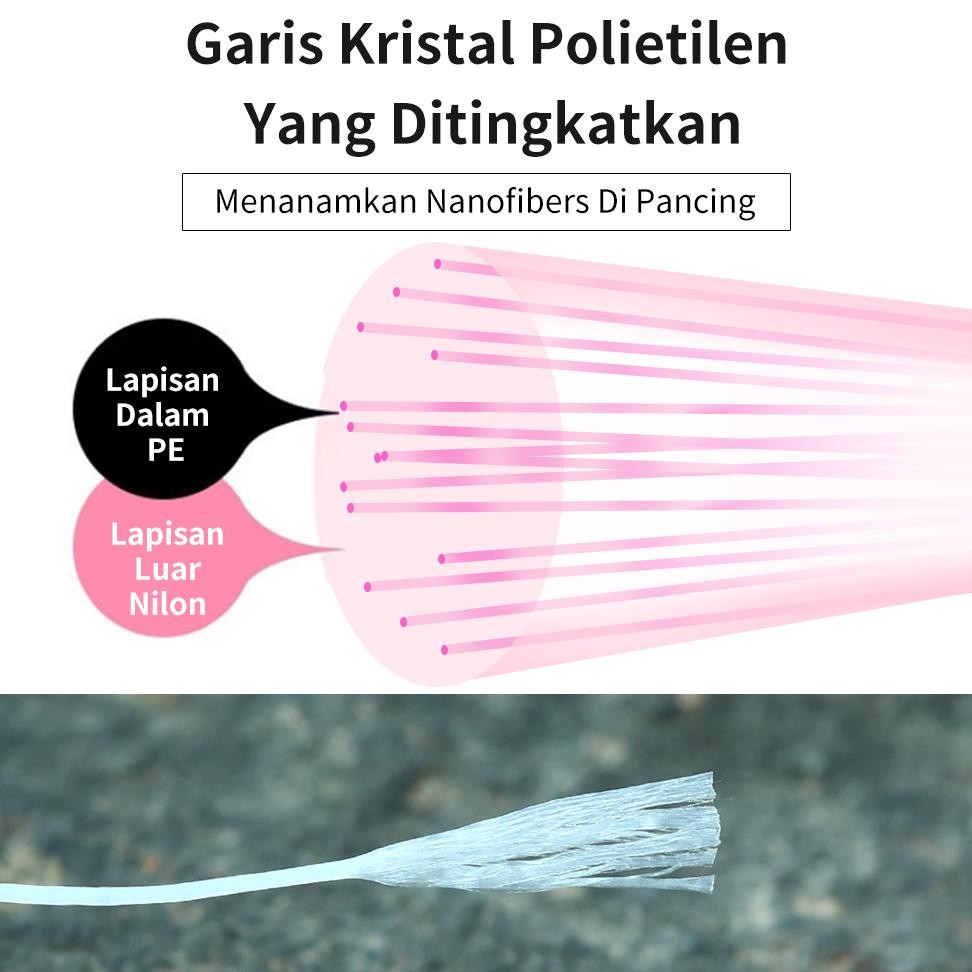 ready benang pancing kuat anti keriting anti putus putih senar pancing pe + nilon kuat 0.05mm fly fi