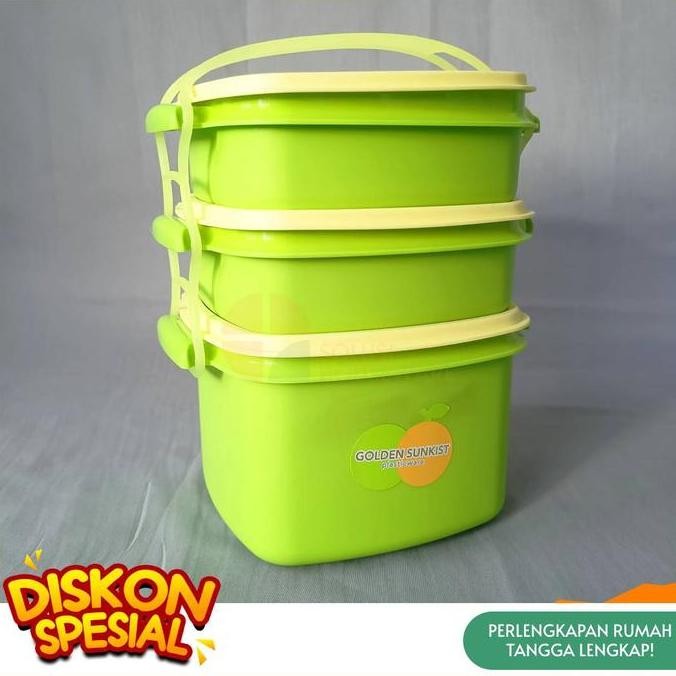 ori - paling popular [ rps 9007 besar ] rantang piknik susun 3 / rantang susun 3 golden sunkist rps 