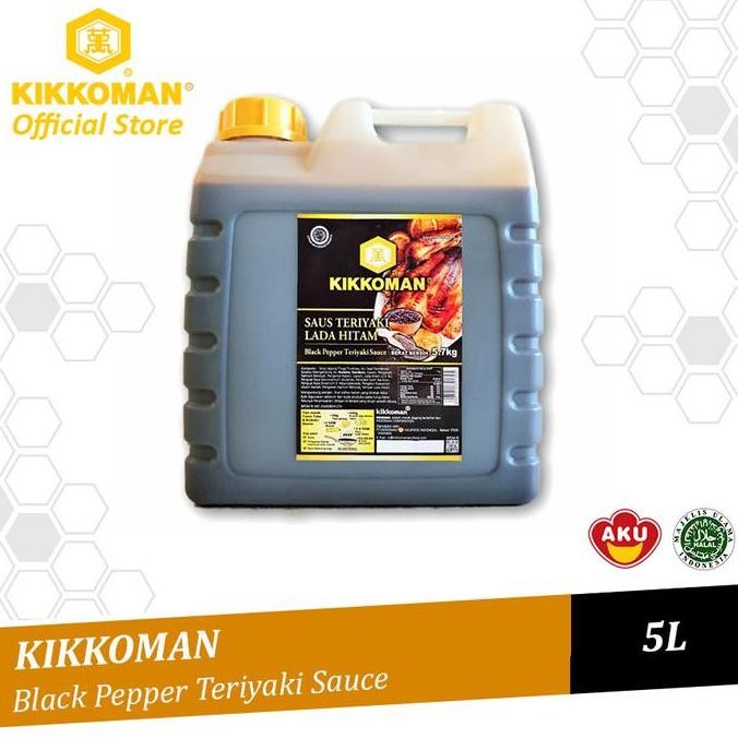 

kikkoman black pepper teriyaki sauce saus lada hitam halal jerigen 5l terlaris