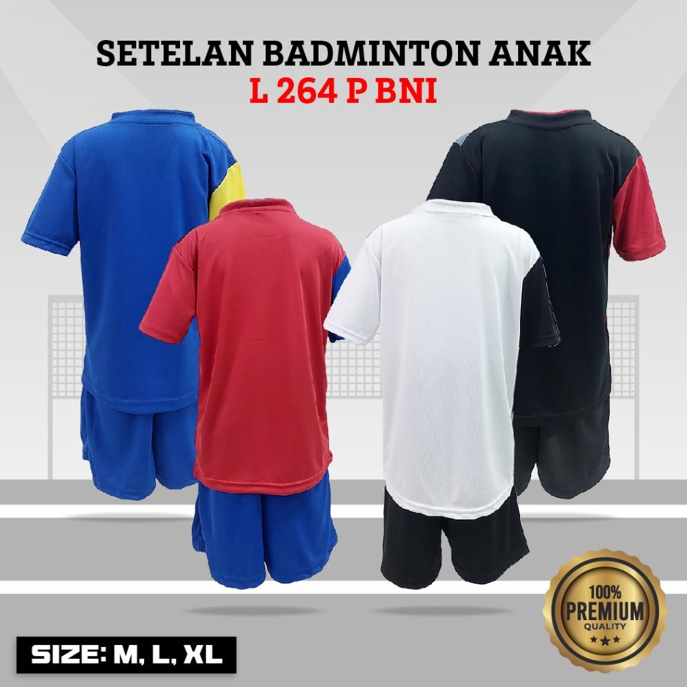 Ready Setelan Badminton Anak Kaos Bulutangkis Junior Printing L 264 Bni
