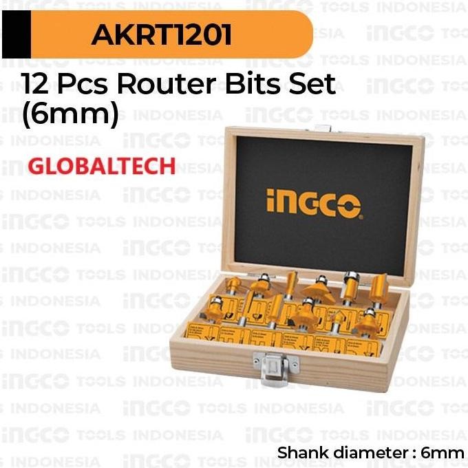 MATA ROUTER MATA PROFIL KAYU 12PCS/SET 6MM ROUTER BITS INGCO