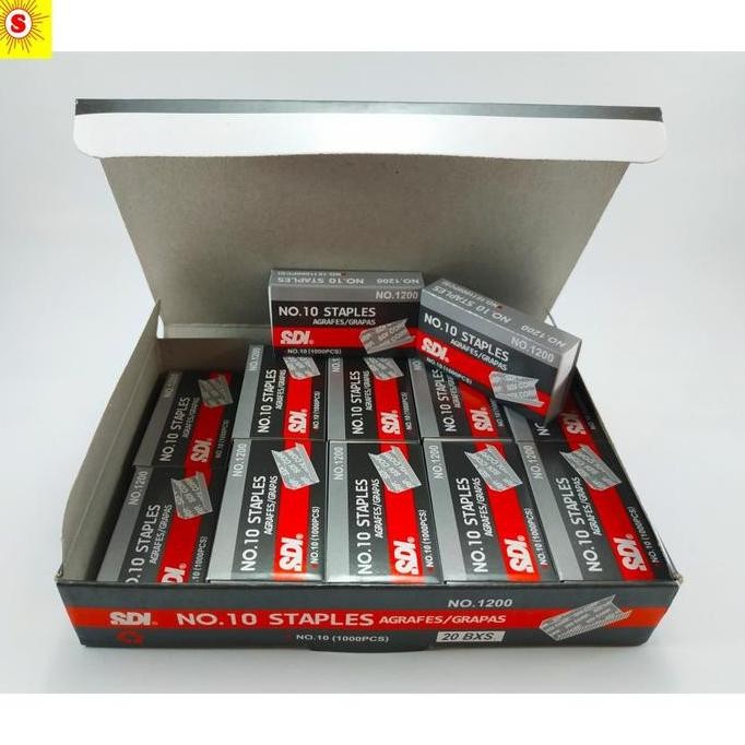 

ready ISI STAPLES SDI NO. 10 (20 BOX KECIL)