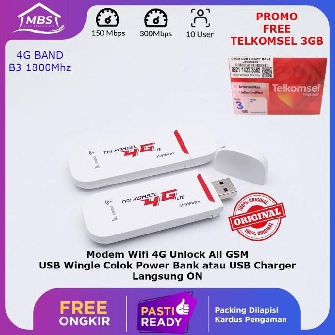 READY Modem Wifi 4G Unlock All GSM Wingle Free LiveON 20GB + 5GB