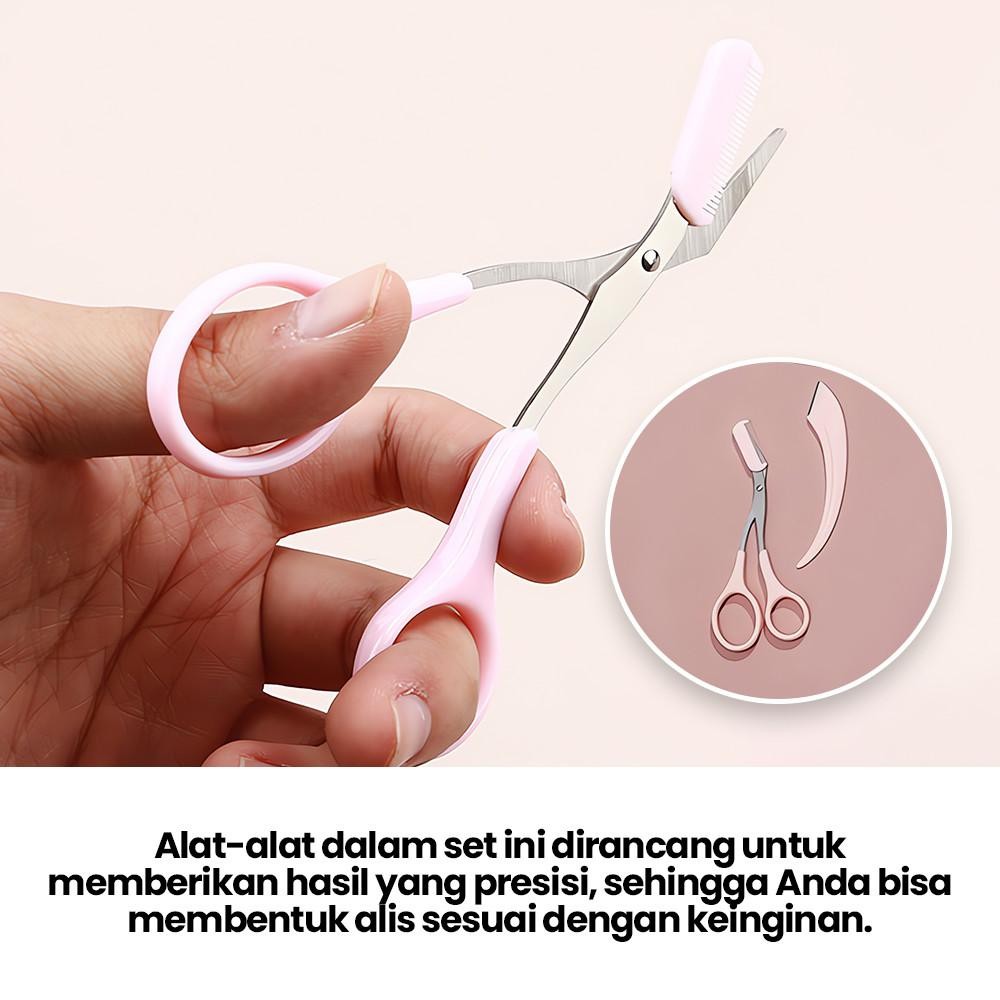 Sisir Pemangkas Alis Pisau Pemangkas Alis Bulan Sabit Khusus Wanita Makro Dengan Jaring Pelindung Gu