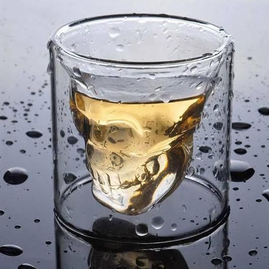 {{{{}}] Gelas Unik Tengkorak Double Wall Wine Whisky Vodka Teh Kopi Espresso