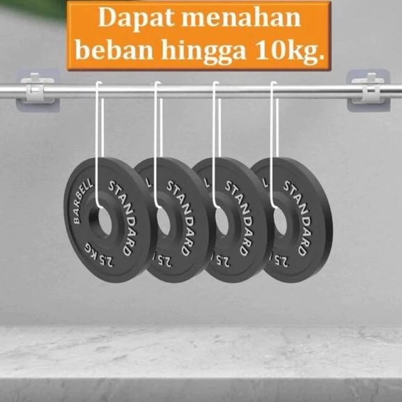 6 Pcs Bracket Tiang Gorden Fleksibel, Gorden Kolong Dapur, Gantungan Tiang Gorden, Hook Tempel, Brac