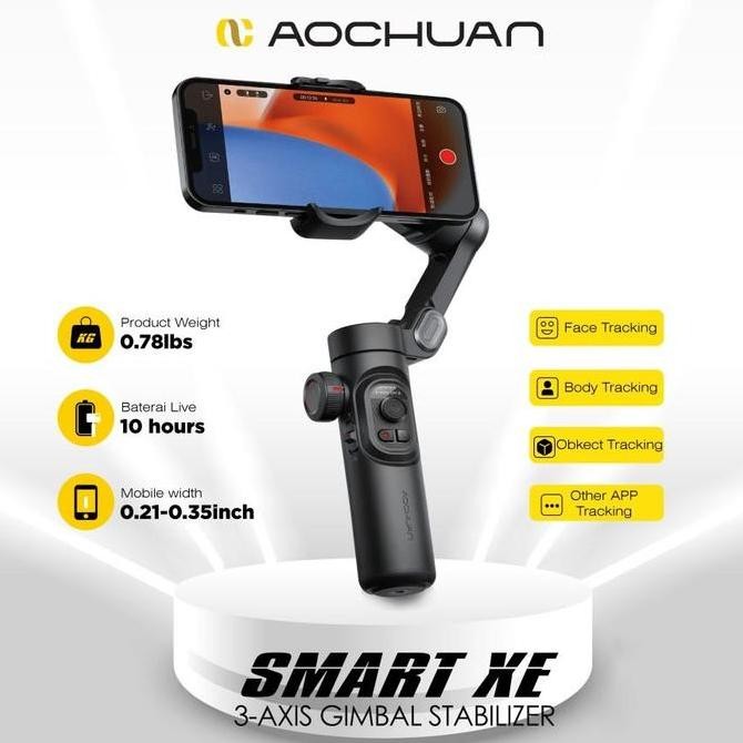 Aochuan Smart Xe Handheld Gimbal 3 Axis Stabilizer Smart Phone Tripod Handphone Tongsis New Stok