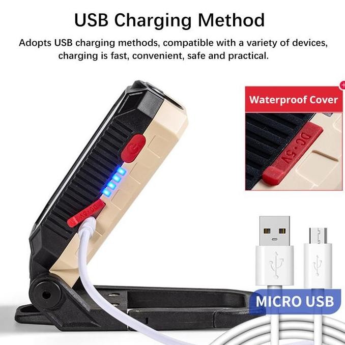 Lampu Emergency LED Senter Camping Tahan Lama Super Terang Tahan Air USB Rechargeable - 4 Mode [terb