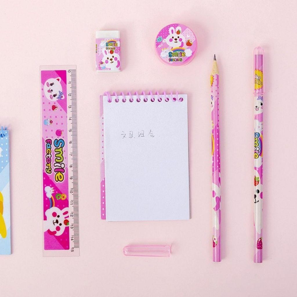 

Wm Alat Tulis Set 8In1 / Paket Belajar Murah Pensil Rautan Penggaris Penghapus Notebook Karakter Lucu / Perlengkapan Atk Sekolah Anak / Mini Stationery Character 8 Pcs Souvenir Ulang Tahun Motif Animal
