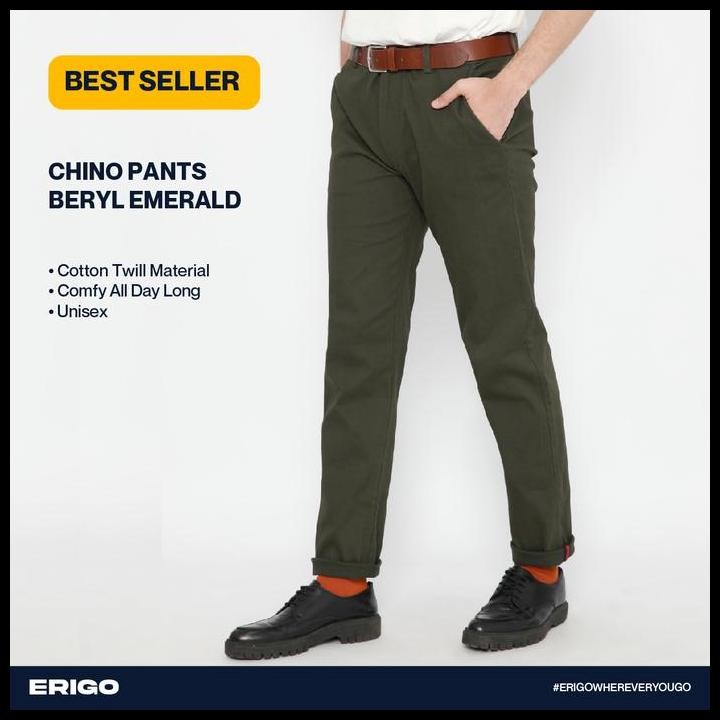 Celana Unisex Erigo Chino Pants Beryl Katun Emerald Original Best Seller