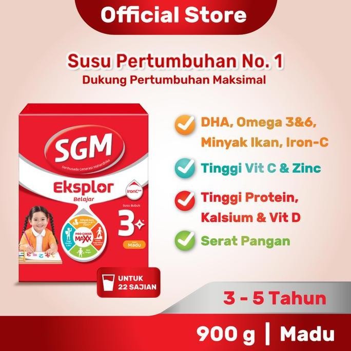 

BARU SGM EKSPLOR 3 PLUS RASA MADU 900GR SUSU PERTUMBUHAN ANAK 3-5 TAHUN