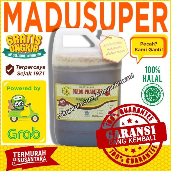 

BARU MADU PRAMUKA SUPER (MADU + POLLEN + ROYAL JELLY) 2 LITER