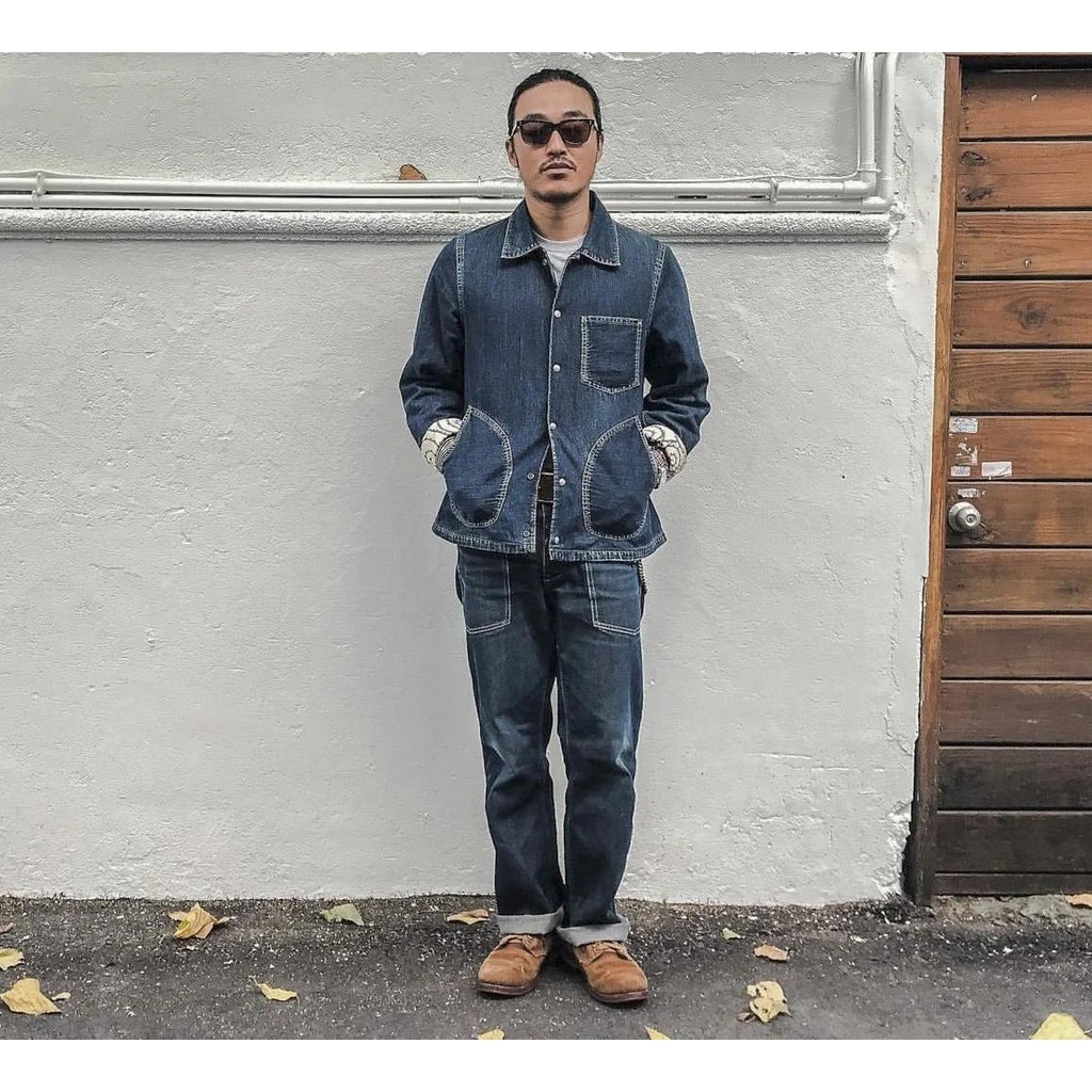 VISVIM OUTLAND DAMAGED FOLIAGE denim cotton jacket vintage barn style
