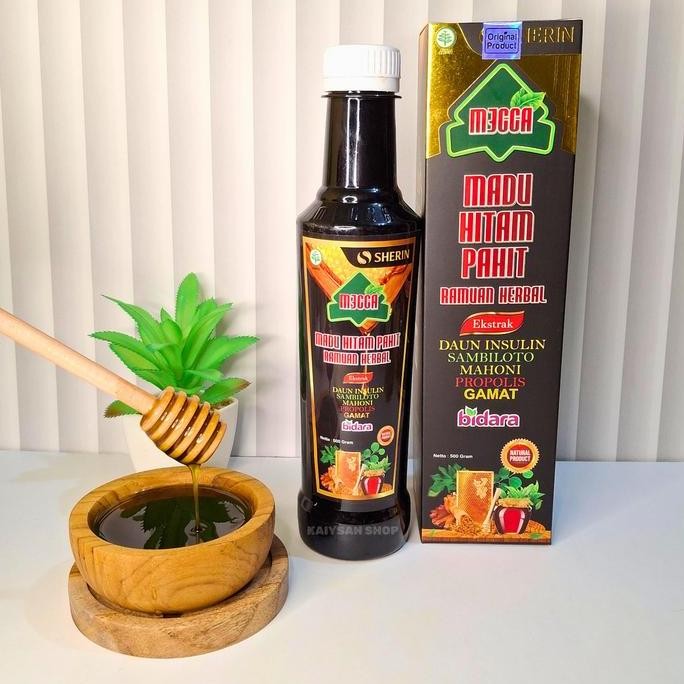 

BARU MADU HITAM PAHIT MECCA SHERIN RAMUAN HERBAL EKSTRAK DAUN INSULIN, BIDARA, PROPOLIS, MAHONI, DAN GAMAT 500G - HONEY MANIS BAHAN SYRUP