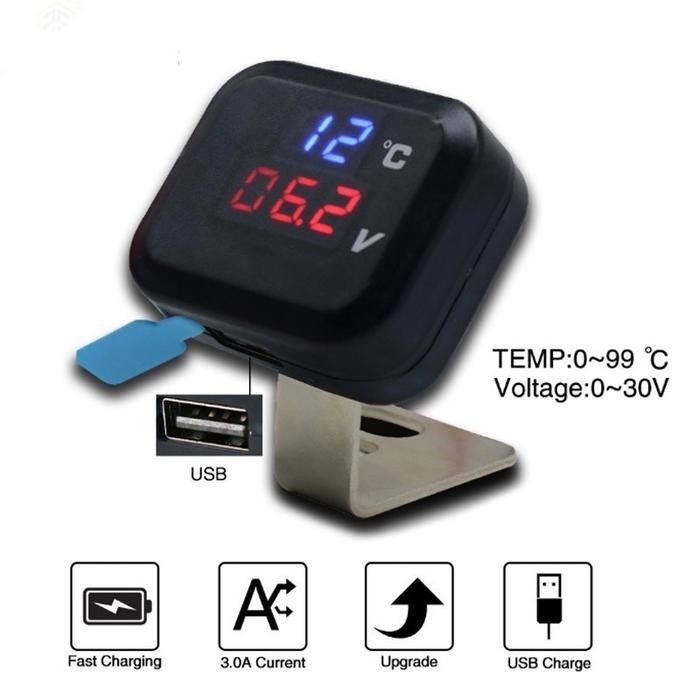 Voltmeter Temperature Usb Charger Koso Universal Xmax Nmax Pcx Ninja Original Dan Terpercaya