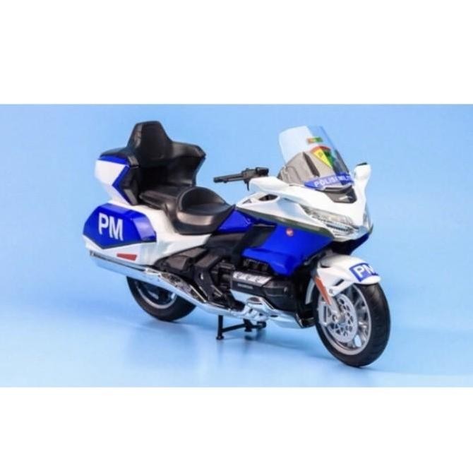 Diecast Motor Honda Goldwing Polisi Militer TNI- AD (POMAD) Skala 1/12