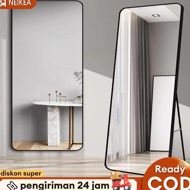 Cermin Berdiri Full Body dengan Roda Cermin Aesthetic Cermin Gantung Cermin rias