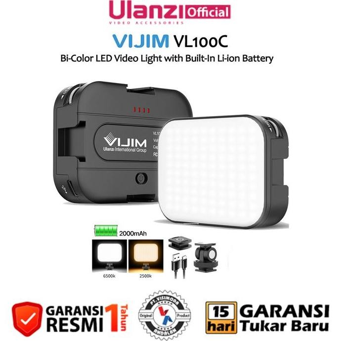 Ulanzi Vijim Vl100C Bi Color Adjustable Led Video Light Lampu Studio