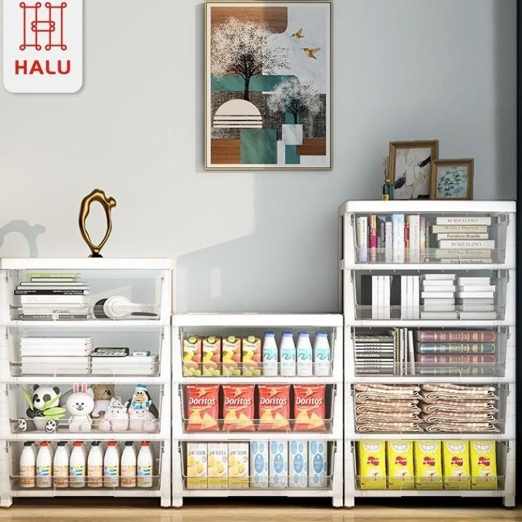 Lemari Plastik Susun Transparan Laci Plastik Lemari Pakaian/Buku/Mainan Anak/Makanan Snack Multifung