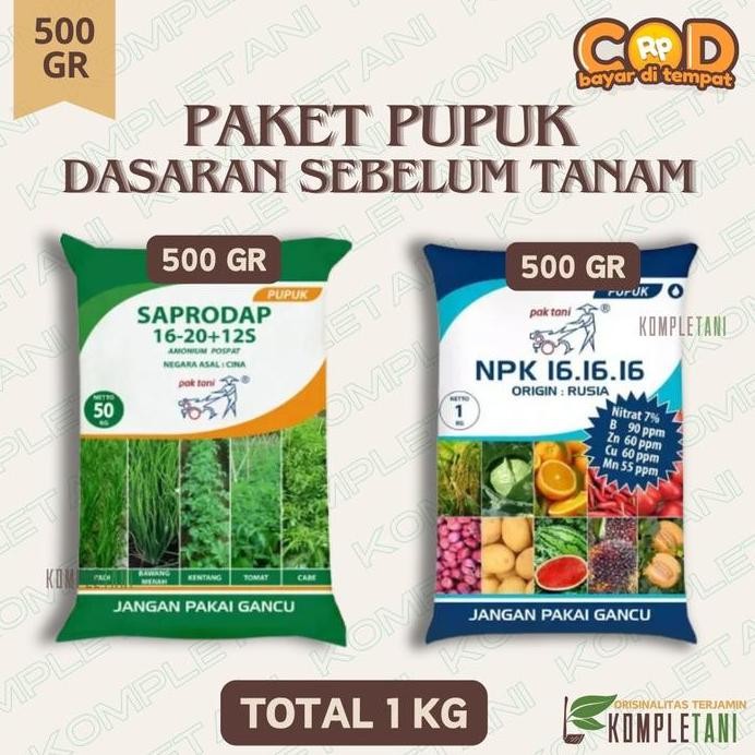 

Terlaris Paket Pupuk Dasaran Sebelum Tanam (500 Gr) - Saprodap + Npk 16.16.16 Biru