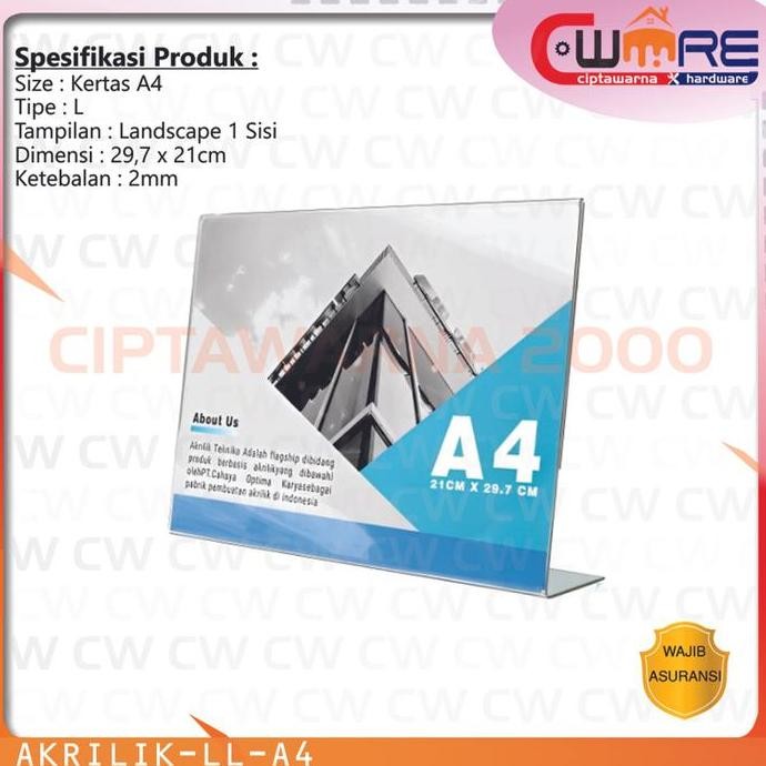 

Ready stock] Akrilik A4 Acrylic Papan Iklan Menu Usaha Kantor Landscape Tipe L