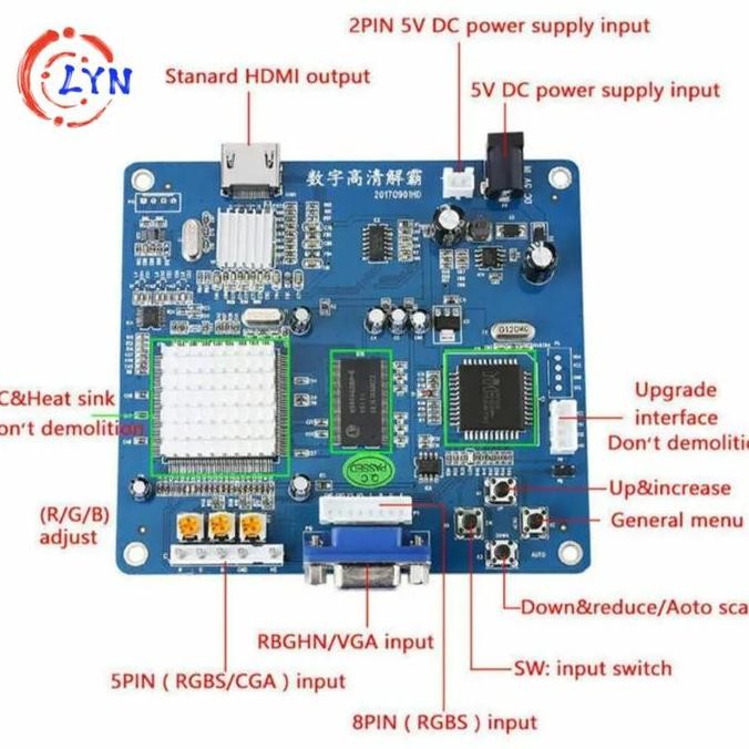 new Converter Board PCB Arcade Video Game RGB / CGA / EGA / VGA to HDMI [READY STOK]