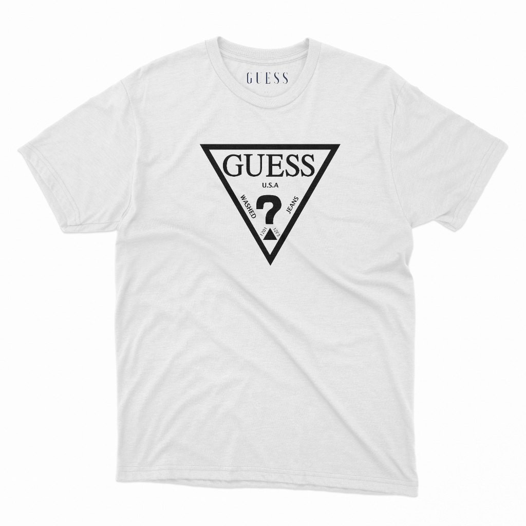 Kaos Guess-Basic-Logo- T-Shirt Baju Unisex Vintage 100% Cotton Combat 24s Lembut, Adem dan Nyerap Ke