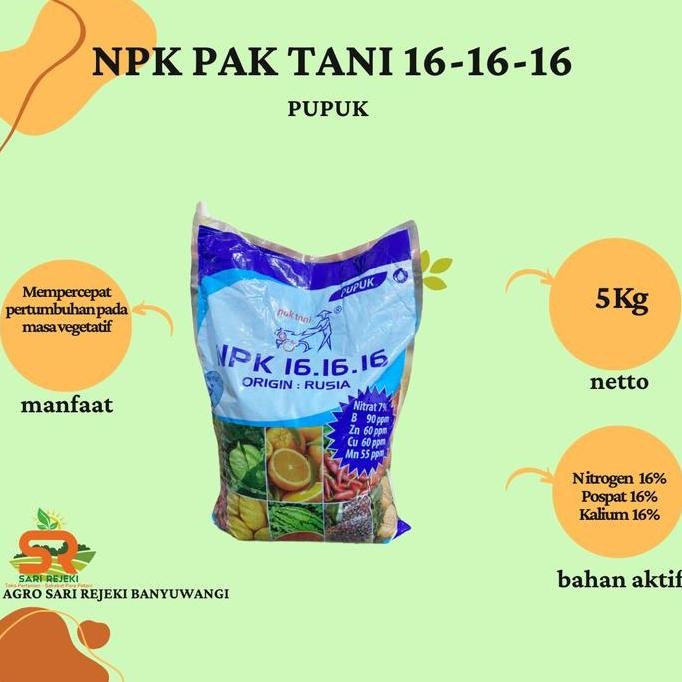 

Terlaris Pupuk Npk 16-16-16 Pak Tani 5Kg