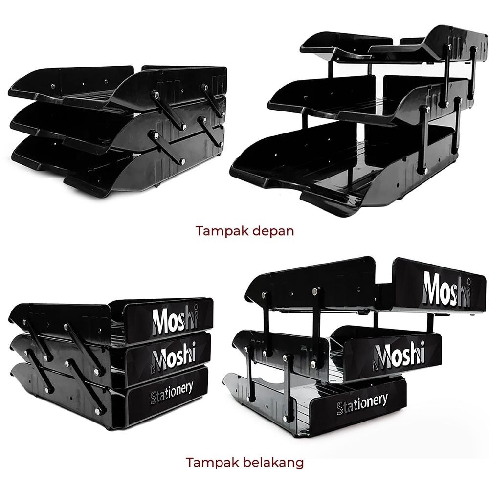 

Ready Promo Document Tray Elevated Letter Rak Susun Kertas File 3 Tingkat Gratis Clipboard Papan Moshi