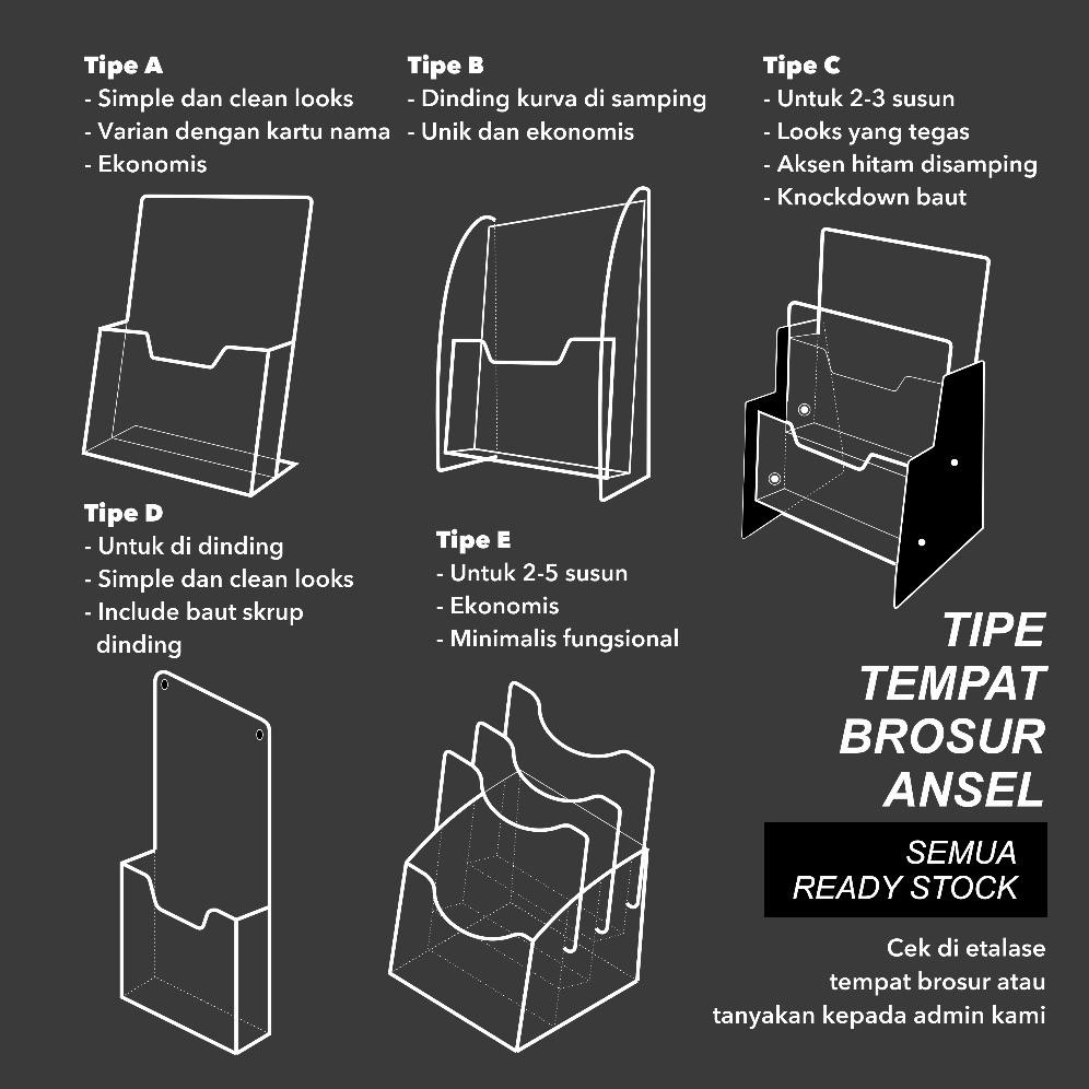 

Ready Ansel Tempat Brosur Akrilik / Flyer Holder - A6 Horizontal - Tipe A Bening