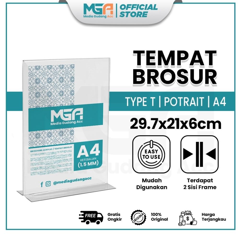

Ready Tempat Brosur A4 Potrait 2 Sisi Akrilik 1.5Mm - Tent Holder / Tent Card Stand Display - Desk