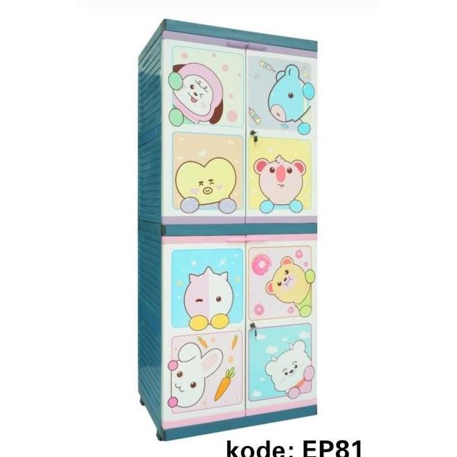 JUMBO LEMARI PLASTIK CLUB SUSUN 4 FULL KUNCI KARAKTER