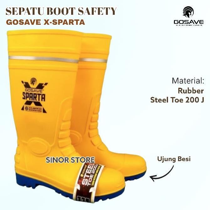 Sepatu Boot Safety X-Sparta Gosave Ujung Besi dan Midsole Steel Plate