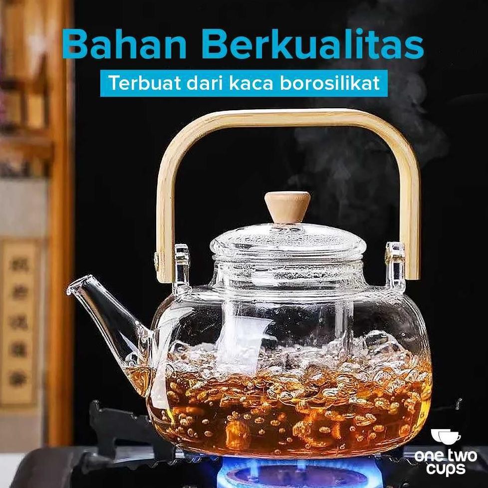 Asd-86 Teko Set Gelas Aesthetic Teko Teh Dengan Saringan Teko Kaca Tahan Panas Dan Api Tea Pot Set