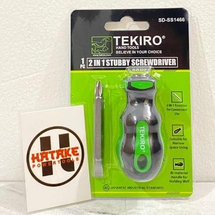 Terlaris TEKIRO Obeng Kecil Cebol Obeng Mini Bolak Balik 2in1 Stubby Screwdriver PlusMinus Original 