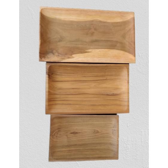 Piring Kotak Persegi Panjang | Piring Kayu Jati | Piring Makan | Amerta Living Premium