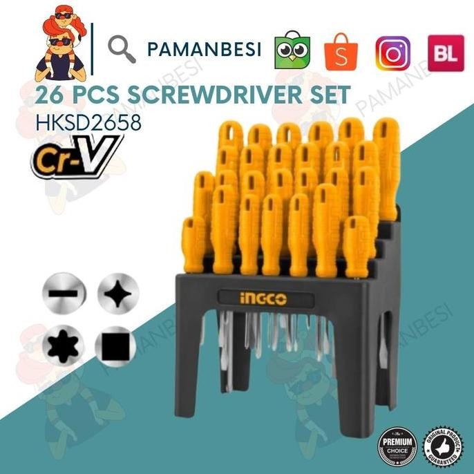 Terjangkau Obeng Set 26Pcs Screwdriver Set Ingco Hksd2658