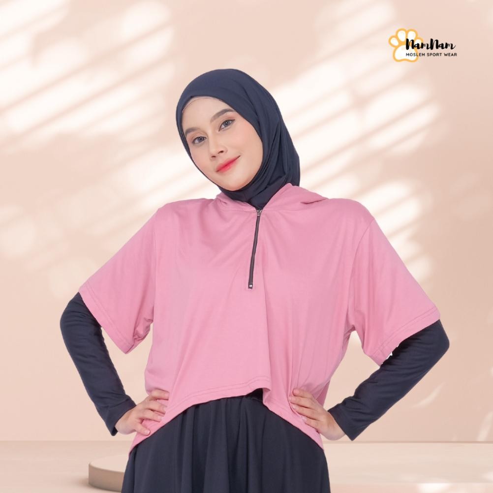 Viral Asymmetric Hoodie Olahraga Croptop Wanita Muslim Premium
