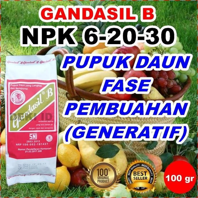 

Terlaris Gandasil B 100 Gr Pupuk Buah Bunga Npk Generatif Nutrisi Pembuahan Pembungaan Tanaman