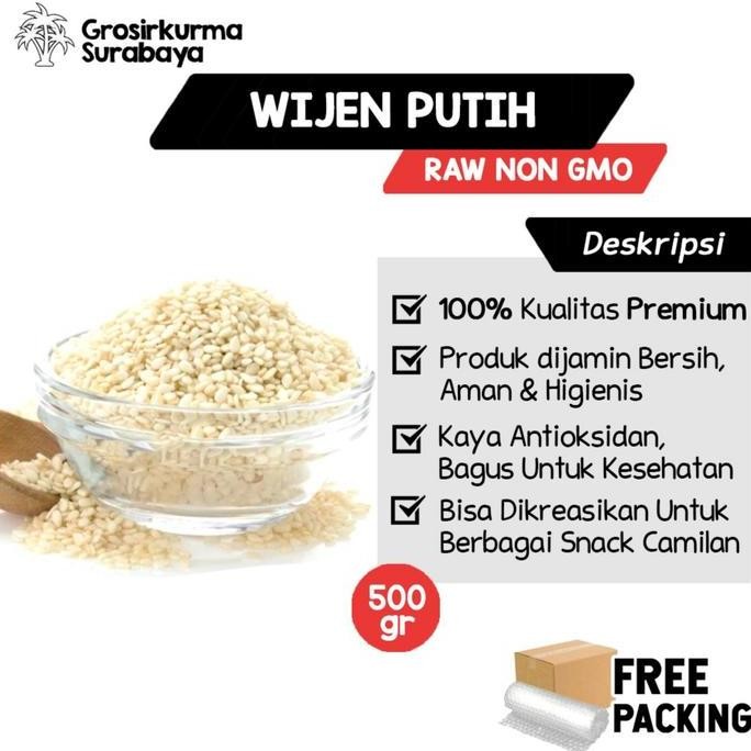 

Terlaris Biji Wijen 500Gr White Sesame Seeds Raw / Biji Wijen Putih Organic Natural Premium Original