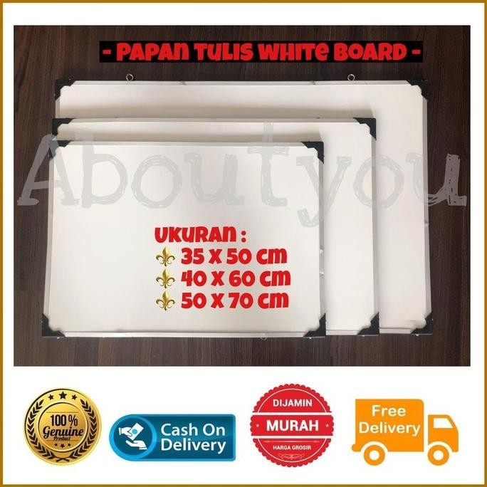

Produk Baru!! White Board Papan tulis gantung tempel 40 x 60 cm murah besar putih