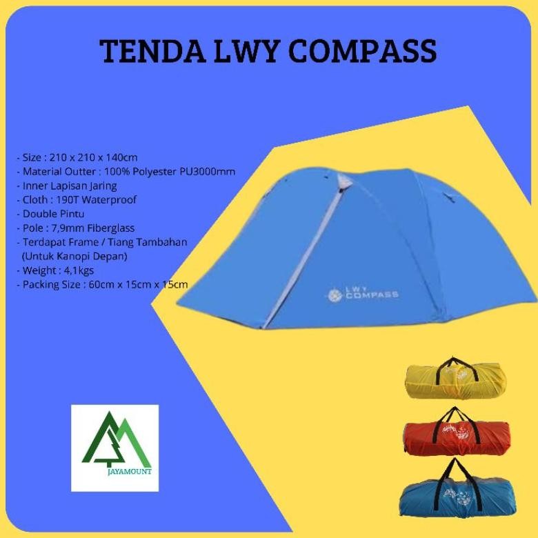 Tenda LWY Compass kapasitas 4 Orang | Tenda Camping LWY Compass Kapasitas 4 | Tenda LWY COMPASS Untu