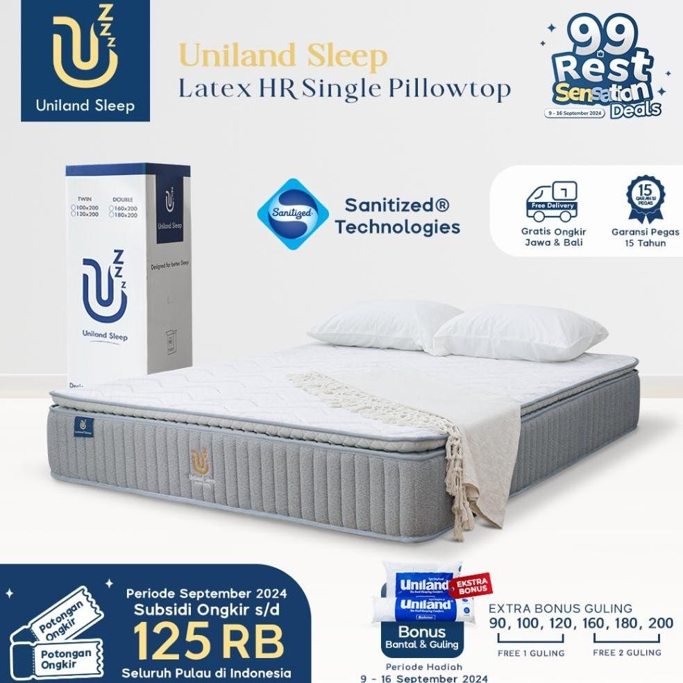 Uniland Sleep Kasur Pocket Spring Latex HR Single Pillowtop 30cm
