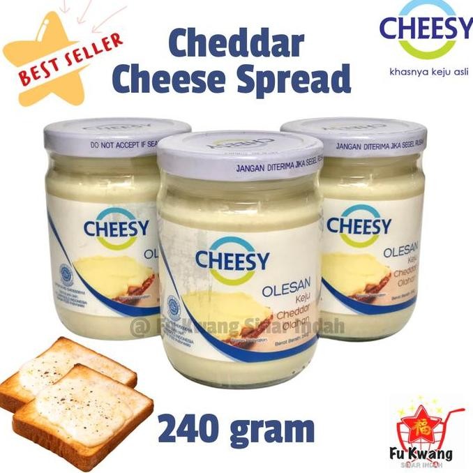 

Produk Baru!! Cheesy Spread Selai Olesan Roti Keju Cheddar Olahan 240 gram