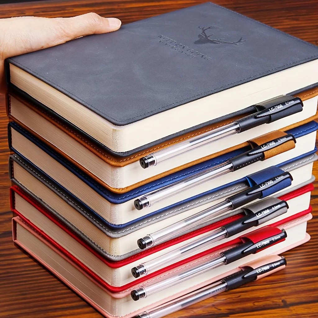 

A5 Thickened Deer Head Notebook Business Pu Soft Leather Notepad With Horizontal Lines Stationery School Office Supplies